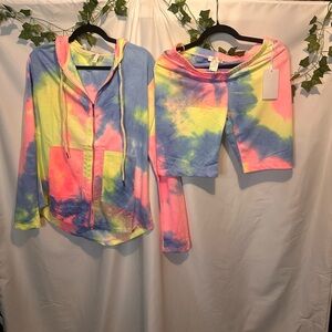 Rose Velvet Pastel Tie-Dye Top in Pink, Yellow & Blue